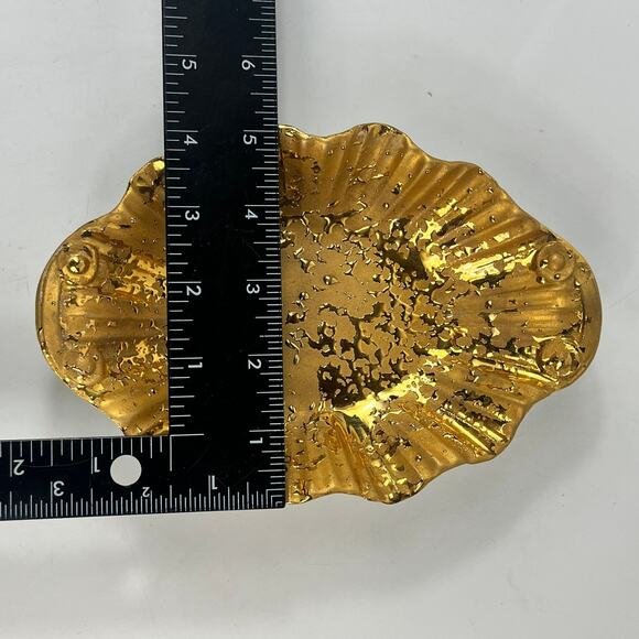 Gold Ceramic Trinket Dish Hand Painted 5" Classic Vintage Lux Style Home Decor - Picture 9 of 14